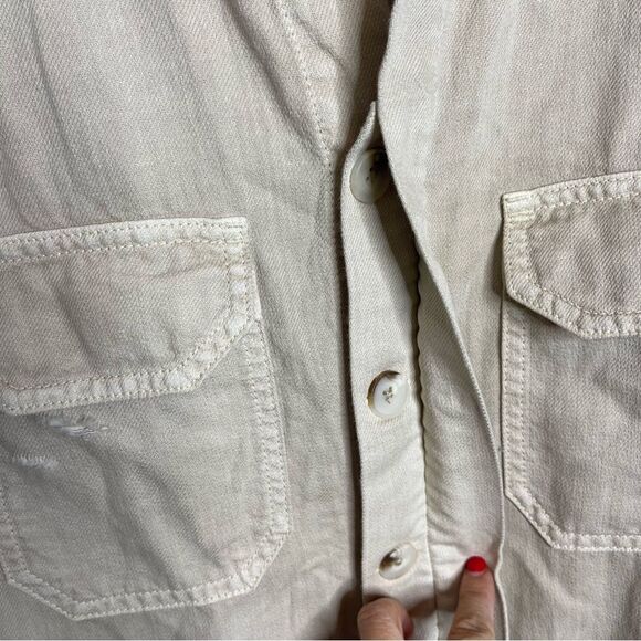 Sandrine Rose x Free People Distressed cotton Linen blend Coat jacket small flaw - Picture 7 of 10